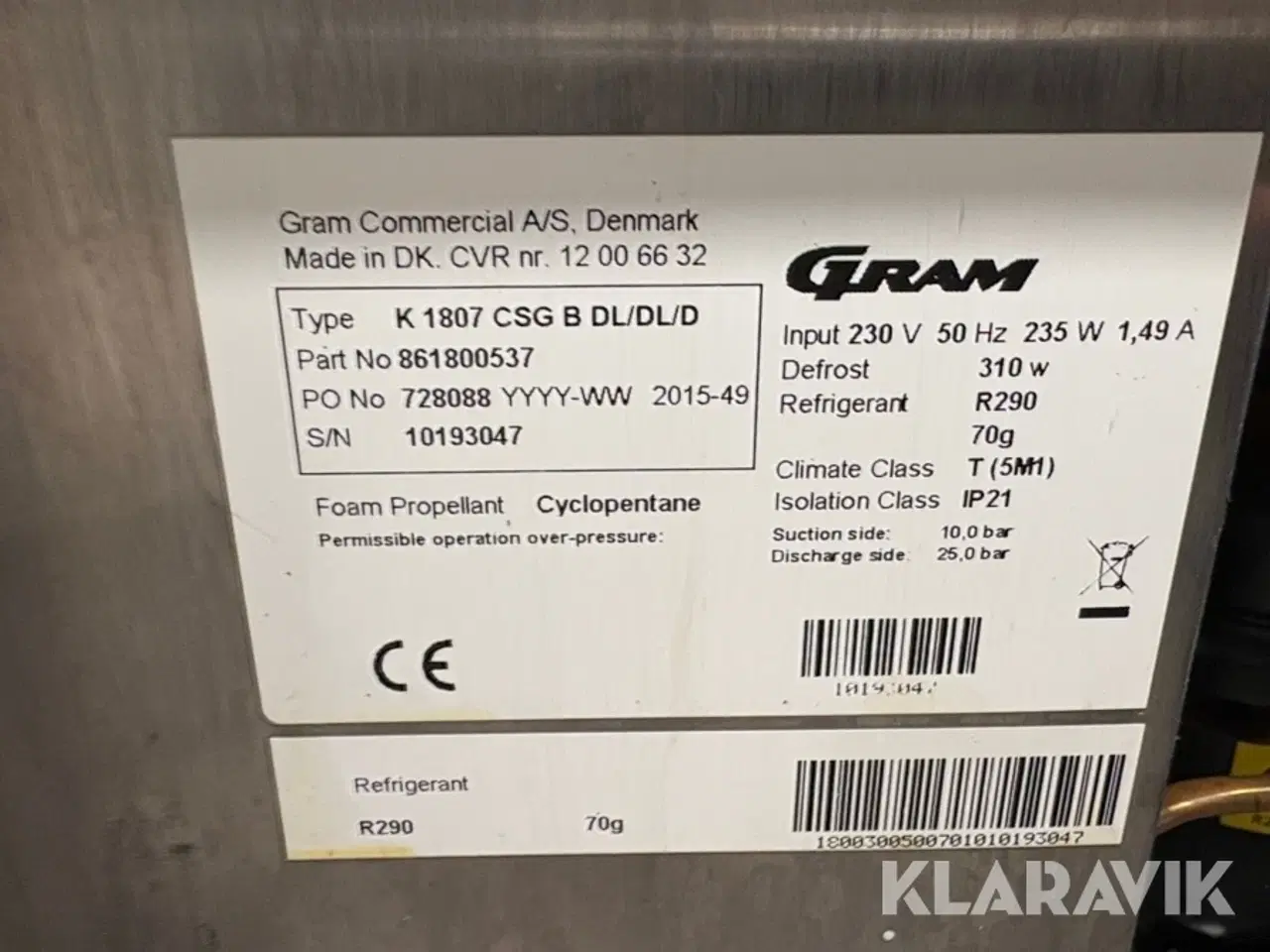 Billede 12 - Kølebord med vask Gram K 1807 CSG B DL/DL/D