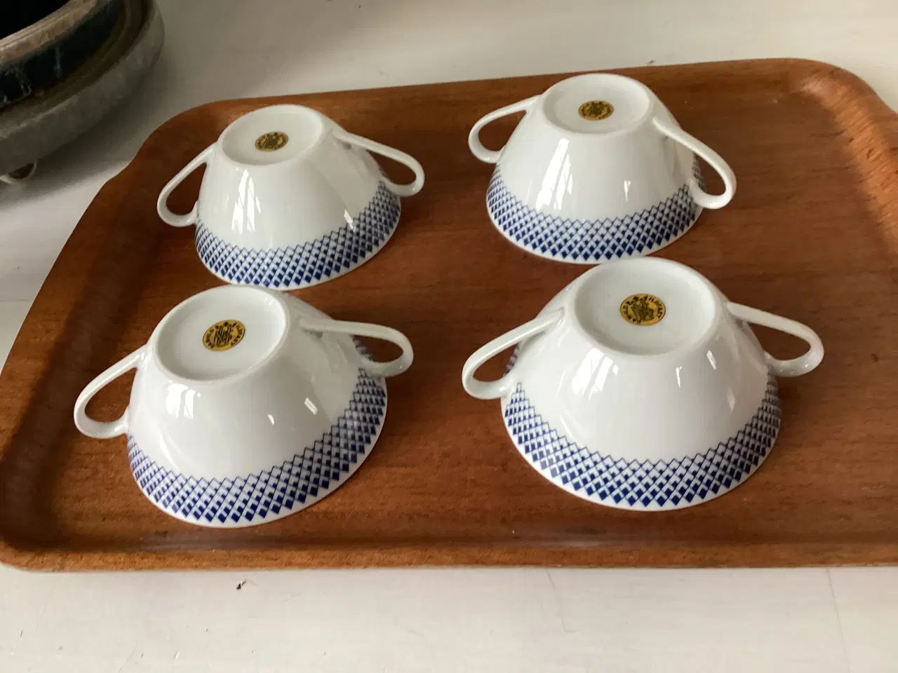 Billede 6 - 4 sæt Lyngby Romber suppekopper 