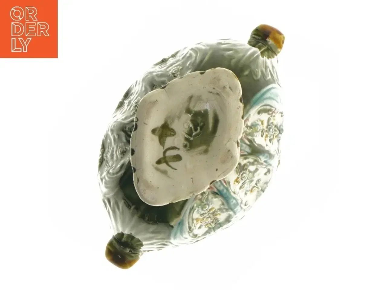 Billede 5 - Antik Majolica Jardiniere skål på fod (str. 11x13x22 cm)