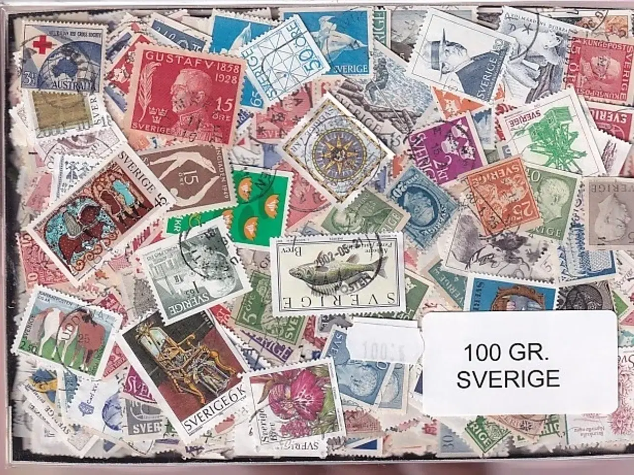 Billede 1 - Sverige Dubletparti 100 gram afvaskede frimærker.