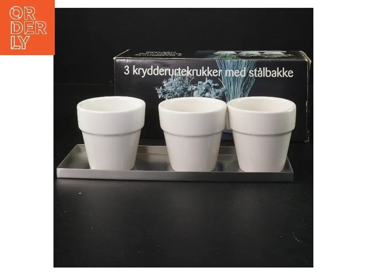Billede 1 - Sæt af krydderurtekrukker med stålbakke (str. 6 cm)