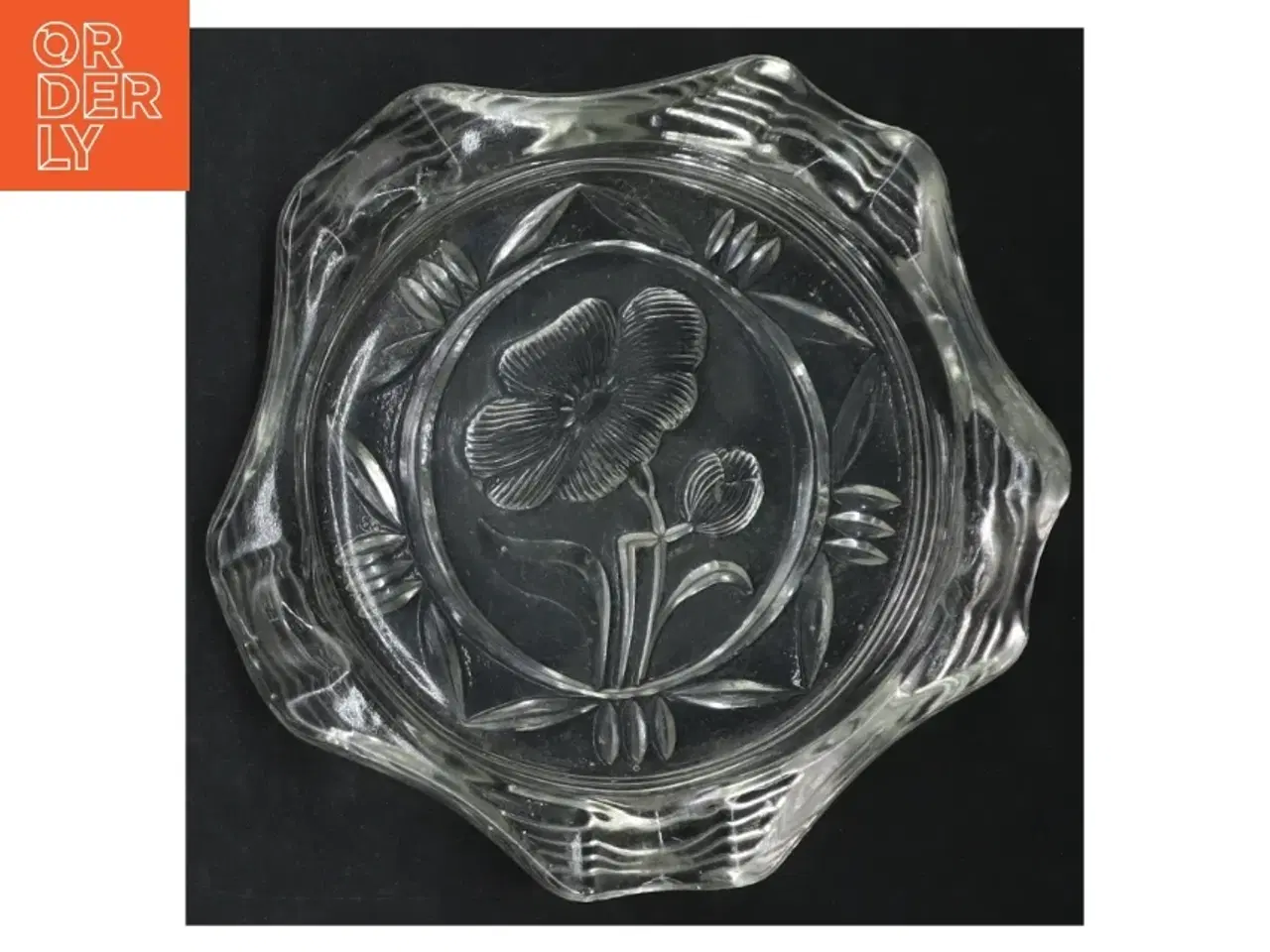 Billede 2 - Glas askebæger med blomstermønster (str. 17 cm)