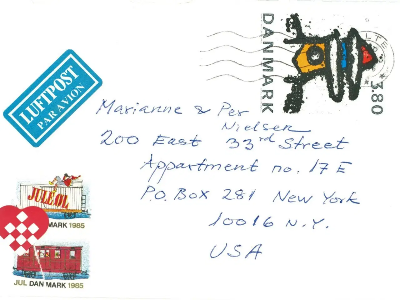 Billede 1 - Luftpostbrev til New York 1985