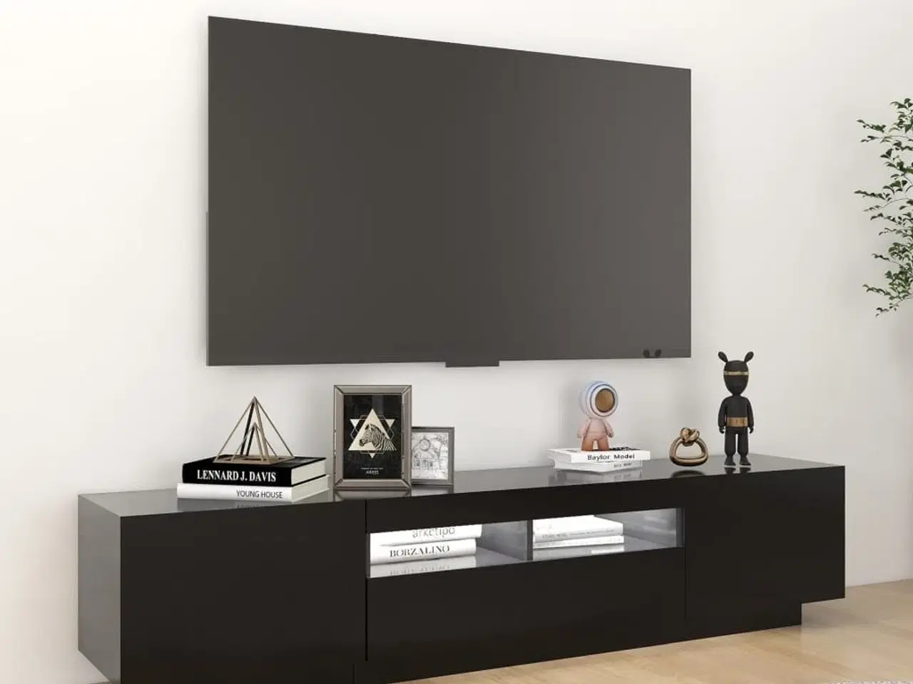 Billede 3 - Tv-skab med LED-lys 180x35x40 cm sort
