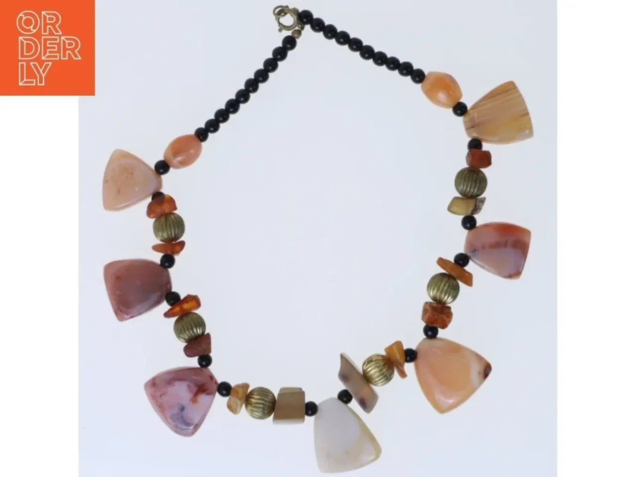 Billede 1 - Halssmykke med farvede sten (str. 42,5 cm)