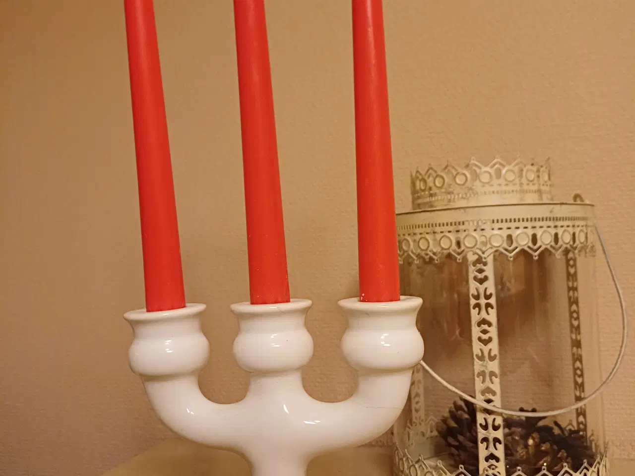 Billede 1 - Hvid vintage lysestage 3-armet