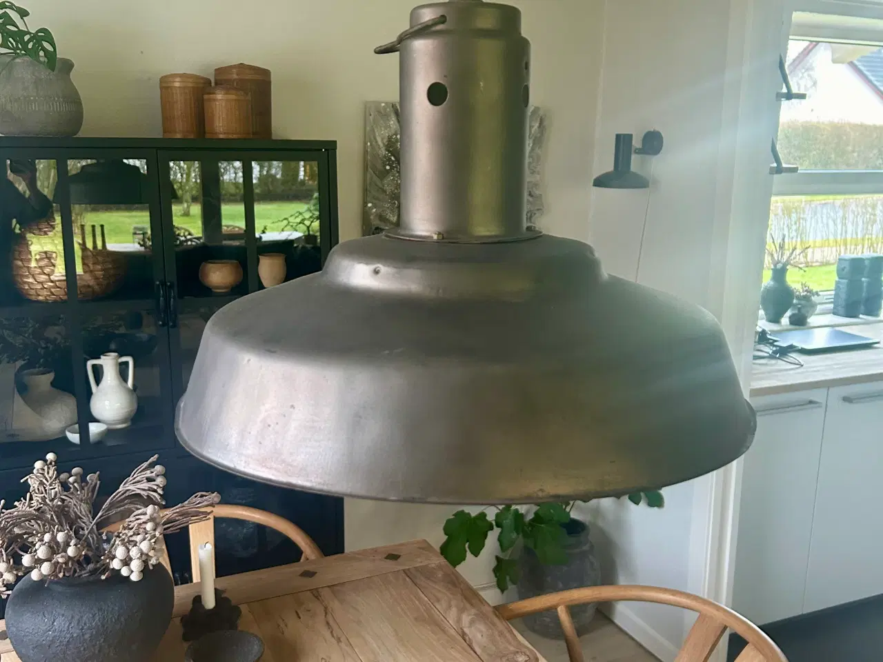 Billede 1 - Retro lampe sølvgrå med patina - D 45 cm