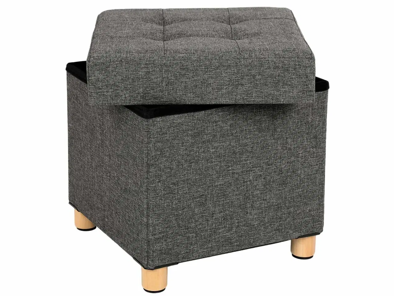 Billede 1 - Puf med opbevaring sammenklappelig kube, mørkegrå, 38×38×40 cm