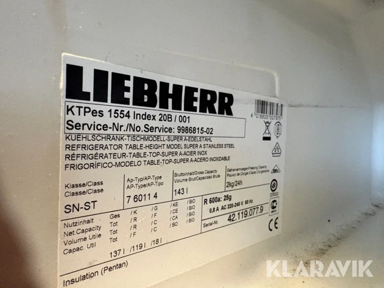 Billede 8 - Industrikøleskab Liebherr KTPes 1554