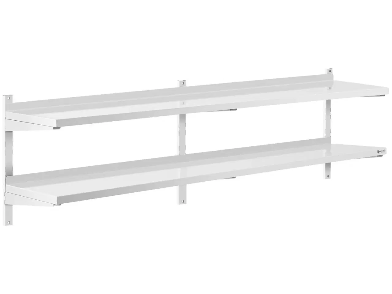 Billede 1 - Væghylde i rustfrit stål – dobbeltmodel – 200x40cm