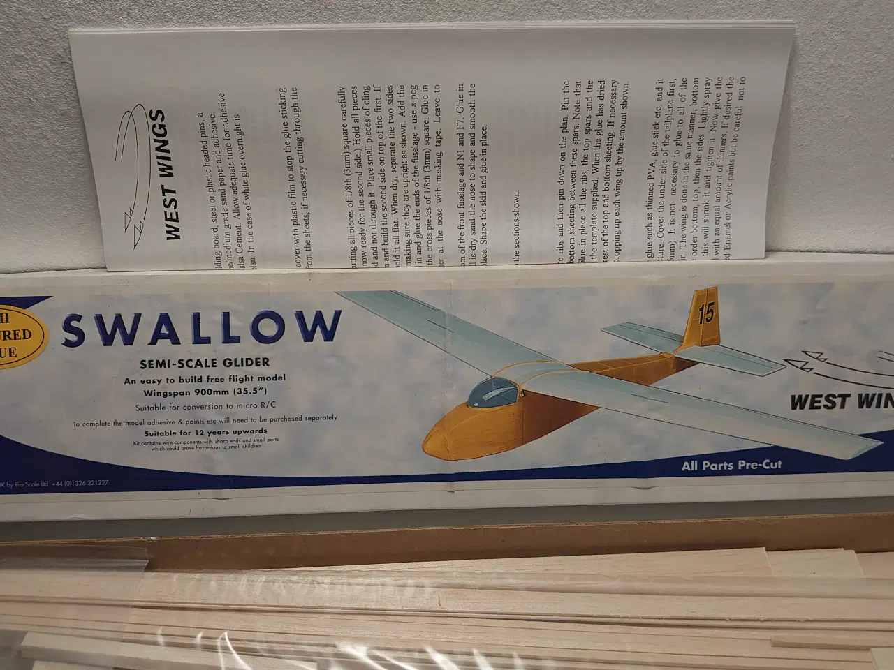 Billede 2 - West Wings Swallow svævefly-byggesæt. Nyt