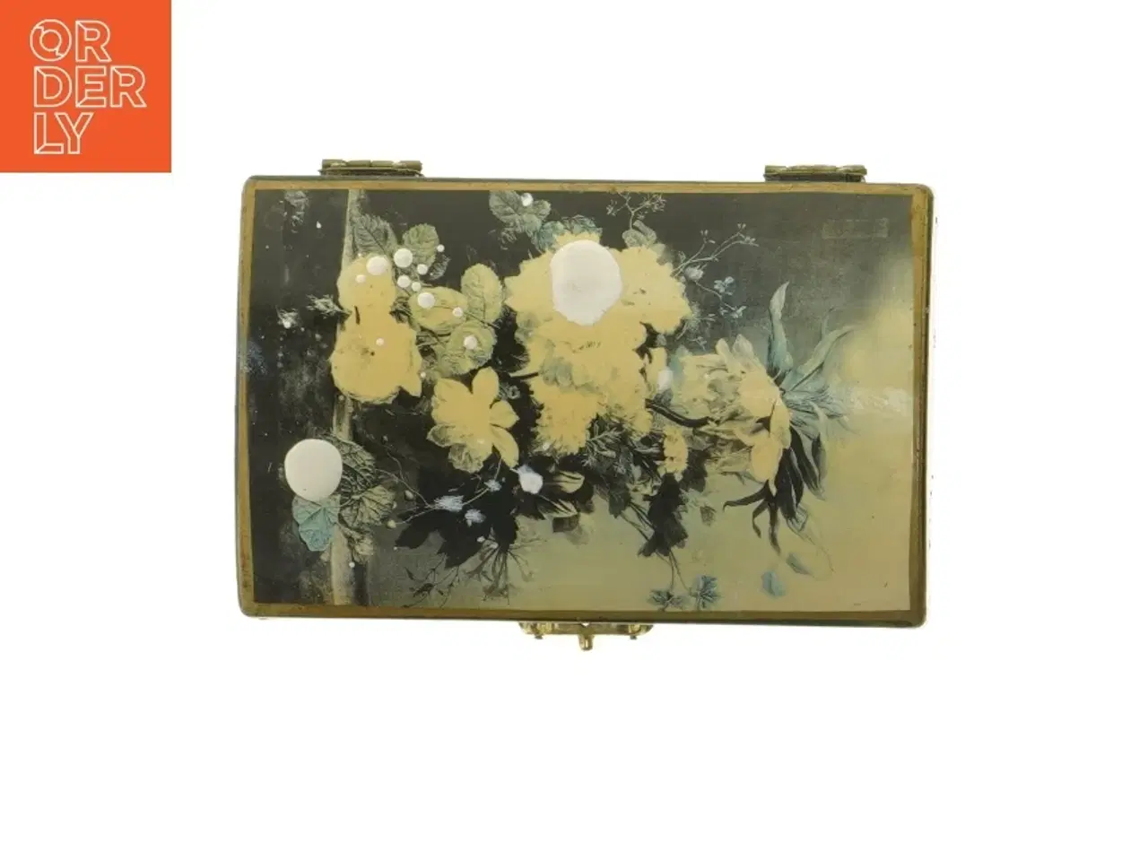 Billede 5 - Vintage cigaretetui med blomstermotiv (str. 14x9 cm)