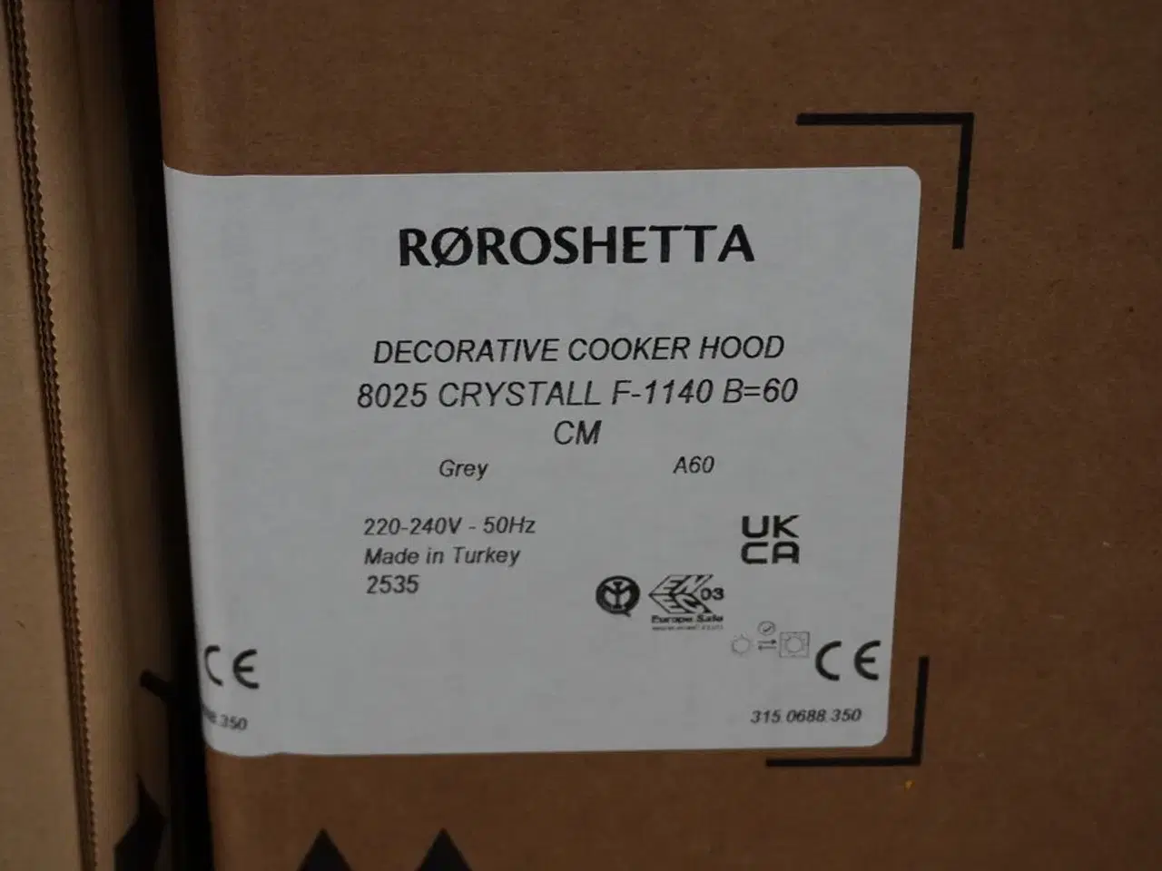 Billede 2 - Emhætte - RØROSHETTA Crystall 1140, 60cm