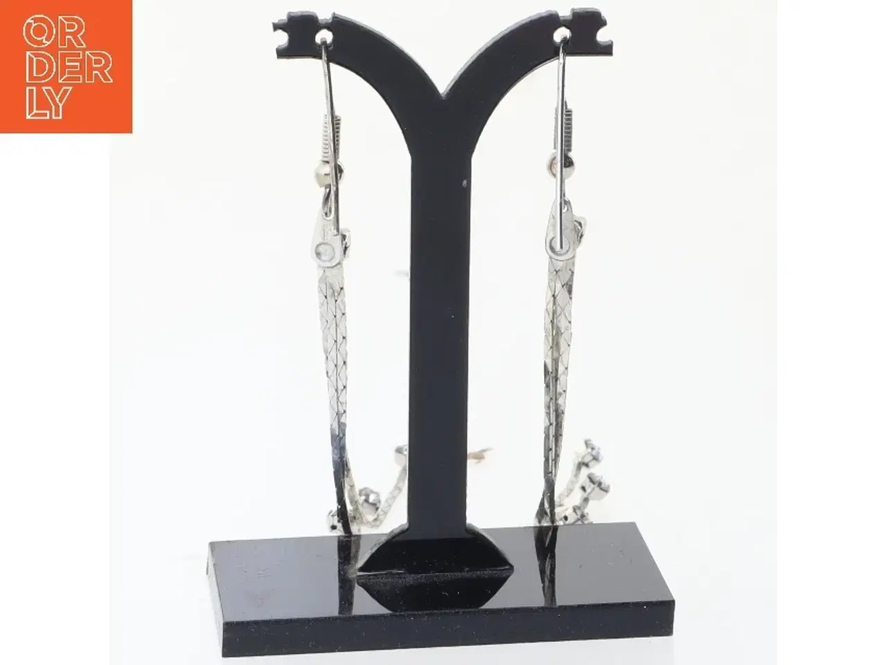 Billede 2 - Øreringe med sten og fletdetaljer (str. 8,5 cm)