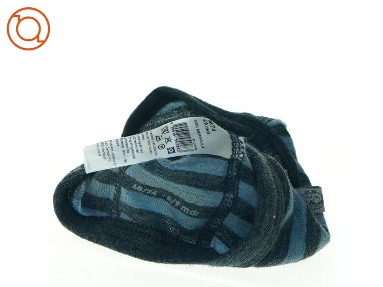 Billede 2 - Blå stribet babyhue (str. 6 til 9 måneder)