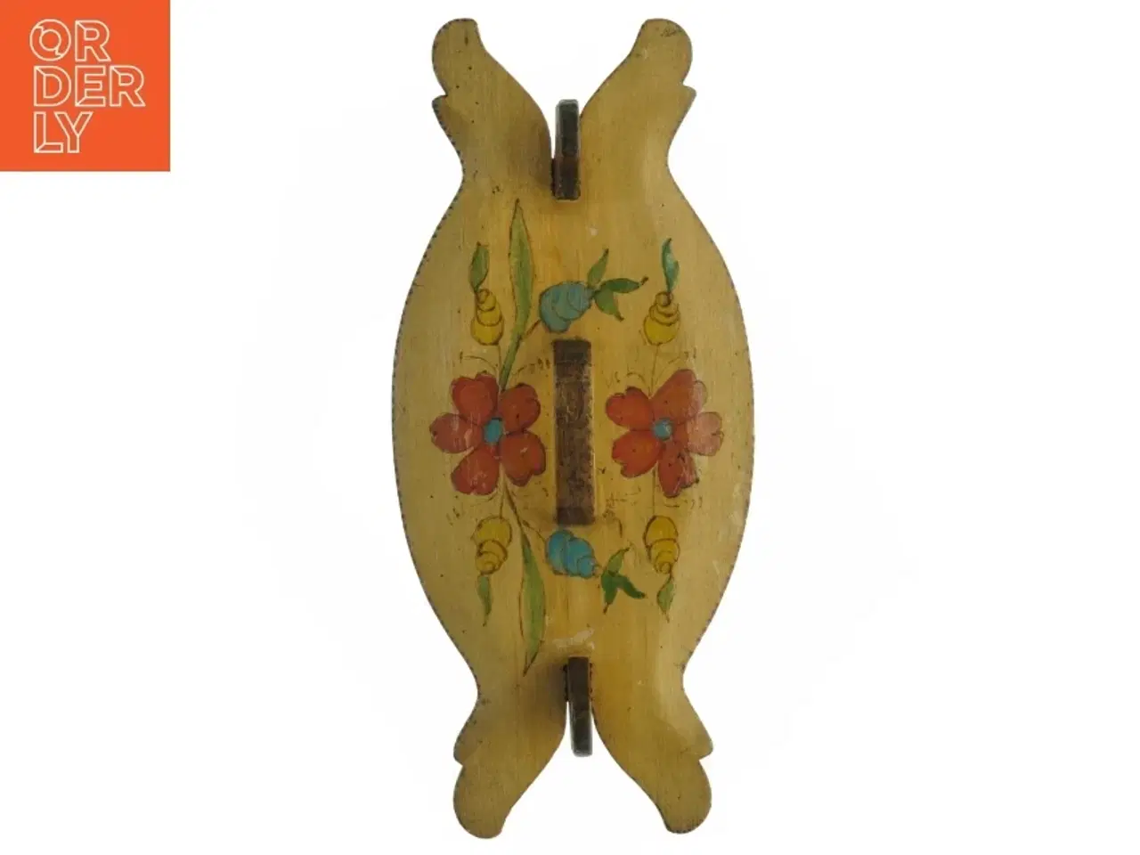 Billede 4 - Antik svensk håndlavet almue malet blomster mad tejne. Træ æske madkasse (str. 29 x, 12 cm)