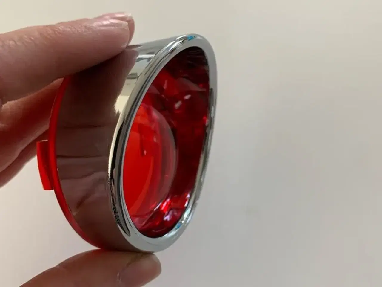 Billede 2 - Blinklysglas rød med krom kant