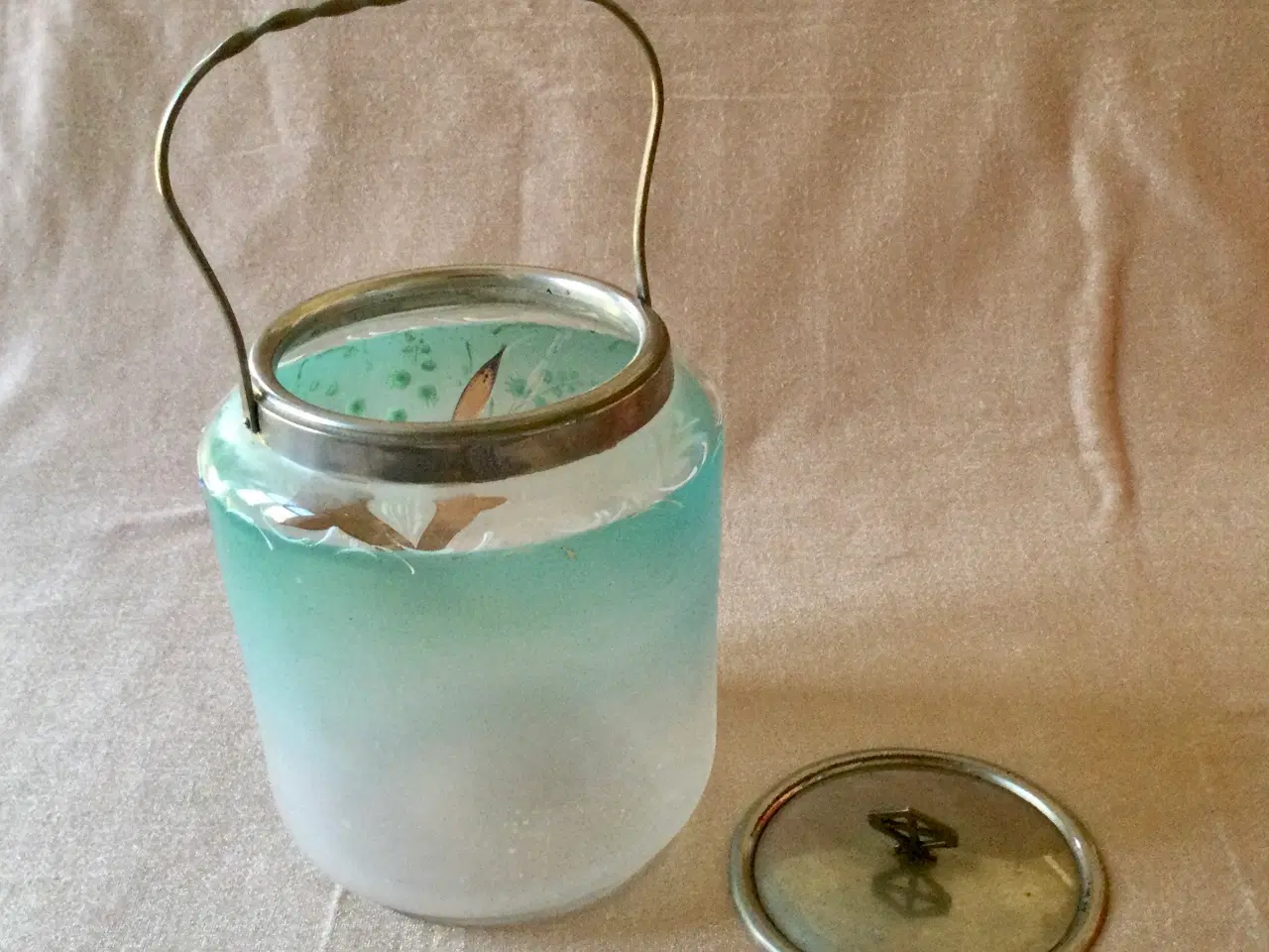 Billede 3 - Kiksespand i smukt lasur bemalet glas