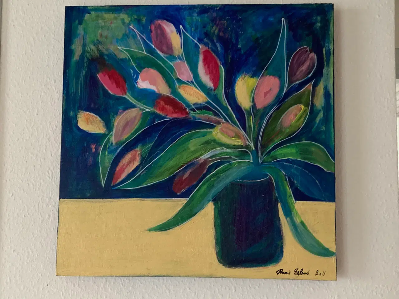 Billede 1 - Maleri af tulipaner i vase