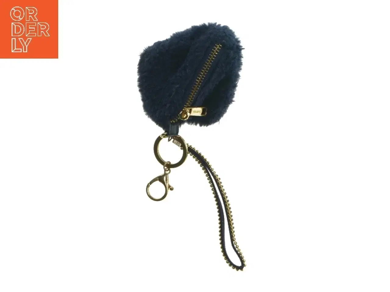 Billede 1 - Blå pels pompom nøglering fra Carpisa (str. 10 x 10 cm uden rem)