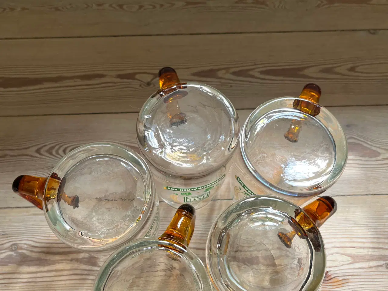 Billede 7 - 5 glas DAB ølkrus med ravfarvet hank 