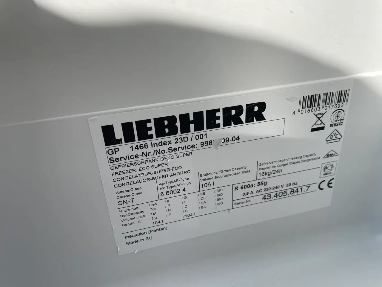 Billede 1 - Skabsfryser Liebherr 104 ltr 