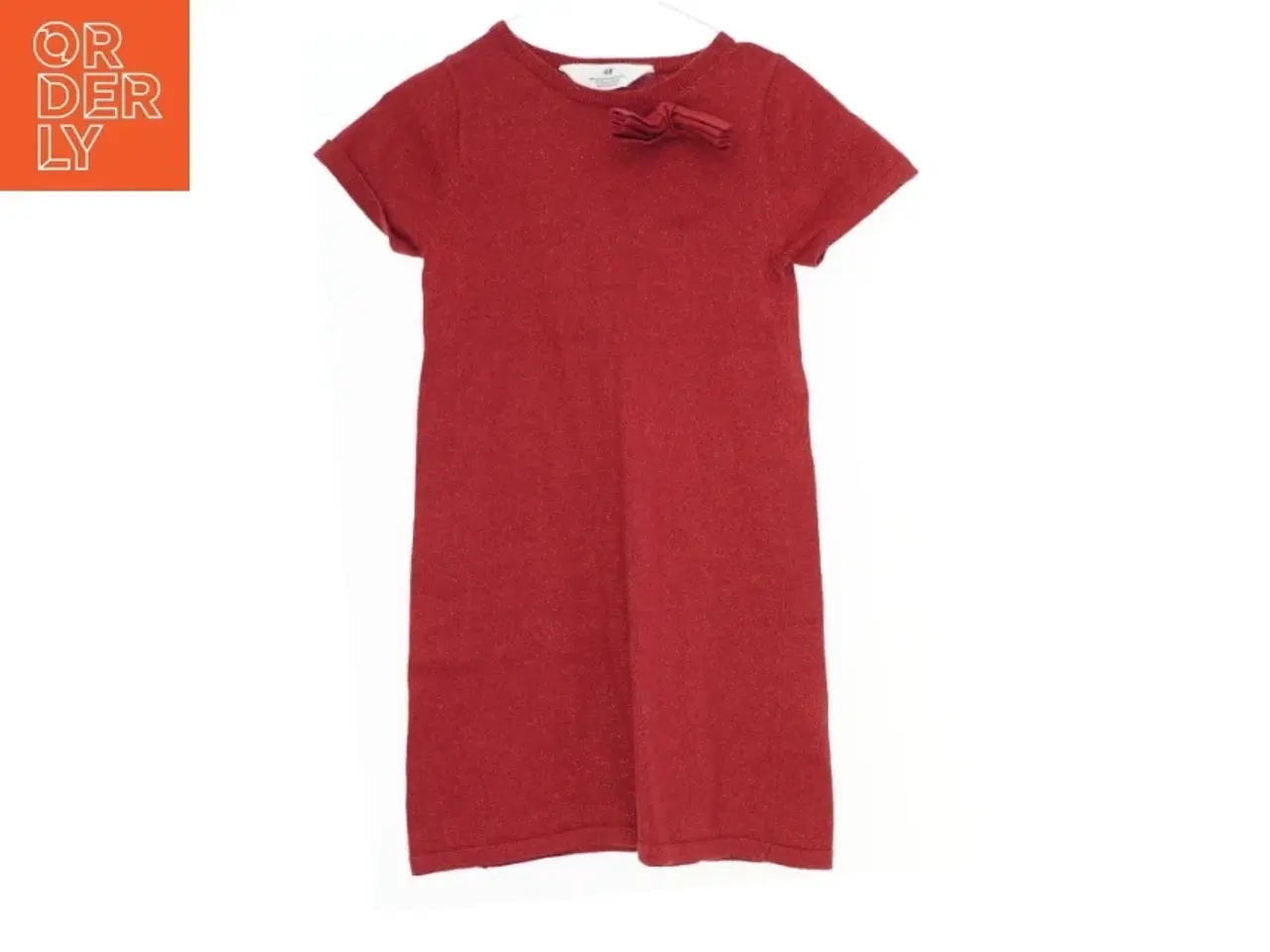 Billede 1 - Kortærmet rød kjole med sløjfe fra H&M (str. 122)