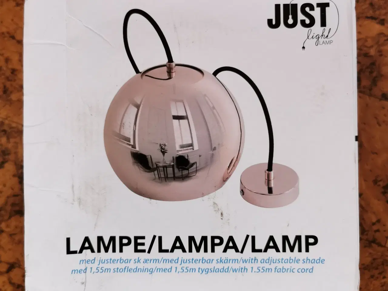 Billede 3 - Lampe ø19.5, kobber/hvid