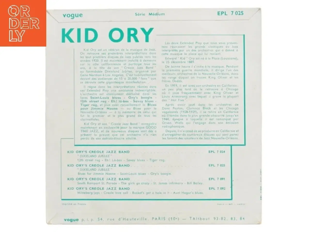 Billede 2 - Kid Ory Jazz EP fra vogue