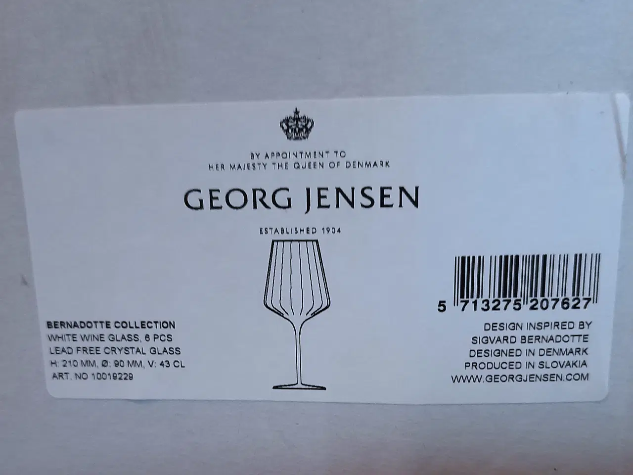 Billede 2 - 6 VINGLASS / 6 WHITE WINE GLASSESS GEORG JENSEN