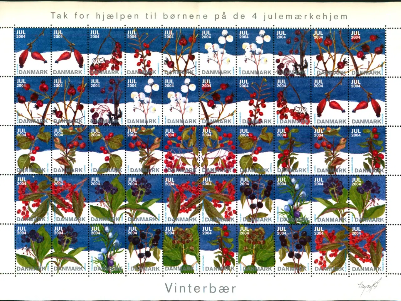 Billede 1 - Danmark julemærkeark 2004 - FOLDET