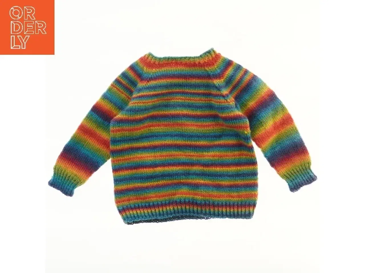 Billede 2 - Strikket regnbue uldtrøje (str. 33x39 cm)