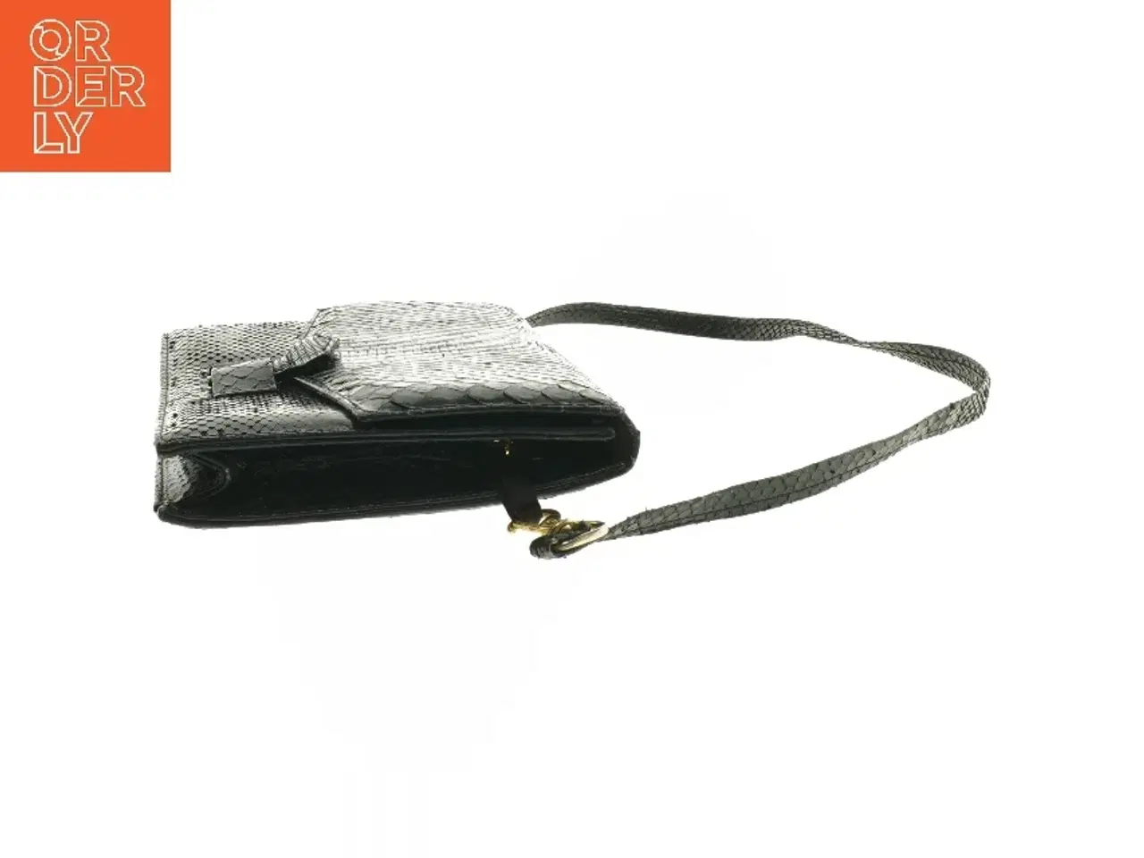 Billede 4 - Sort slangeskindstaske/clutch (str. 25 x 16,5 cm)