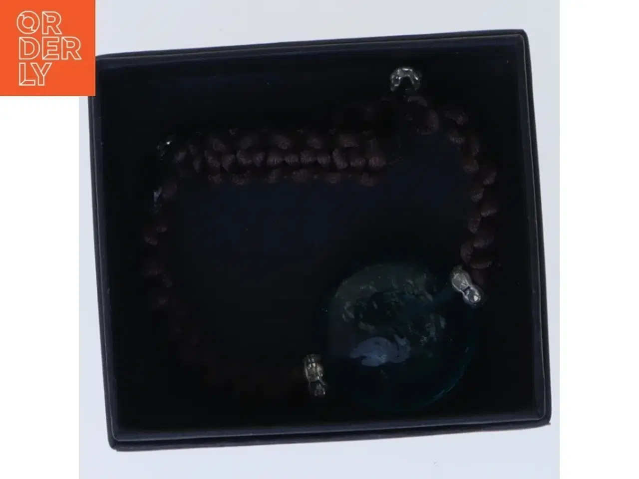 Billede 3 - Armbånd med blå glaskugle (str. Ø 10,5 cm)