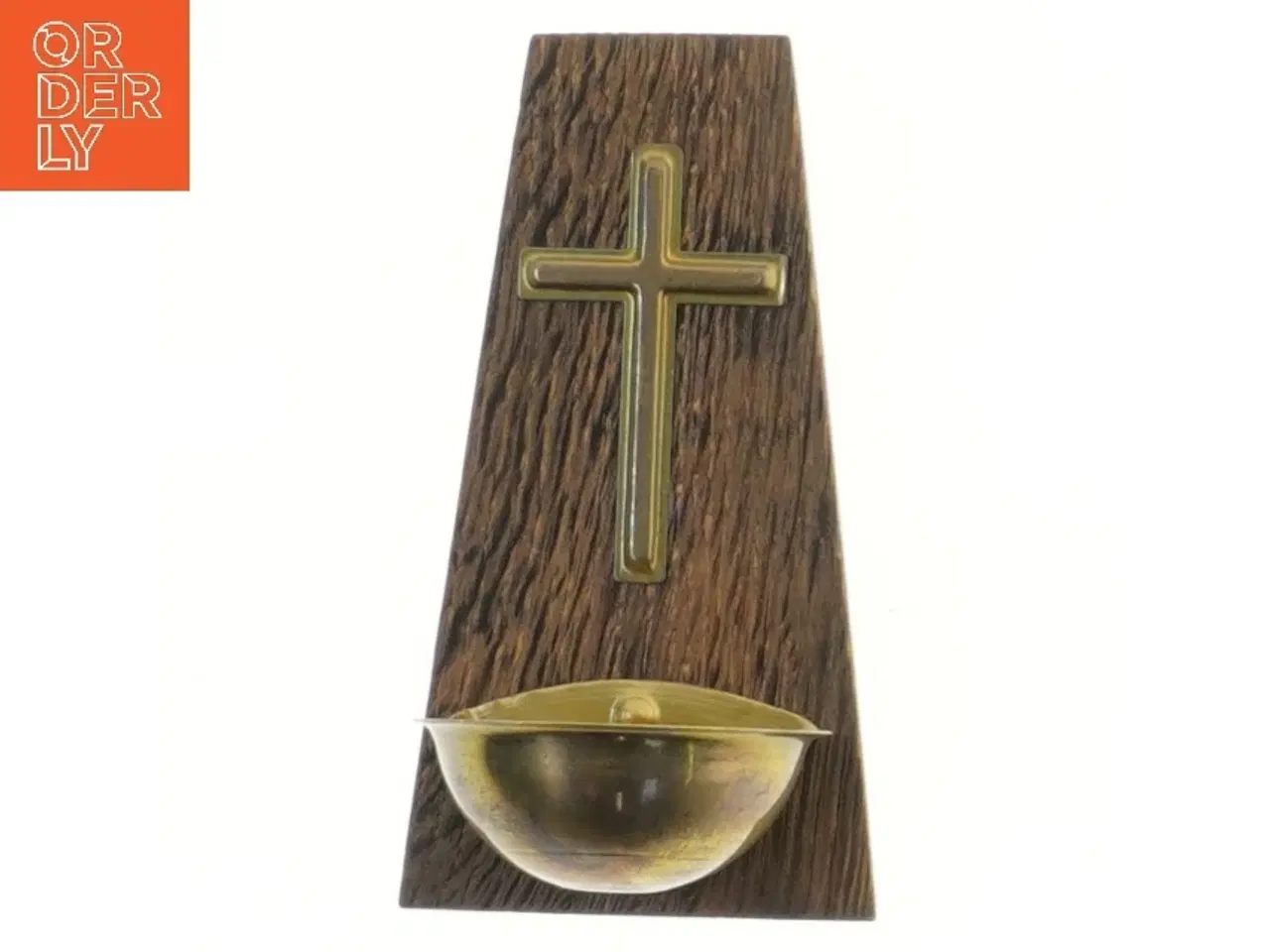 Billede 1 - Vievands vægophæng med kors(str. 15x6 cm)