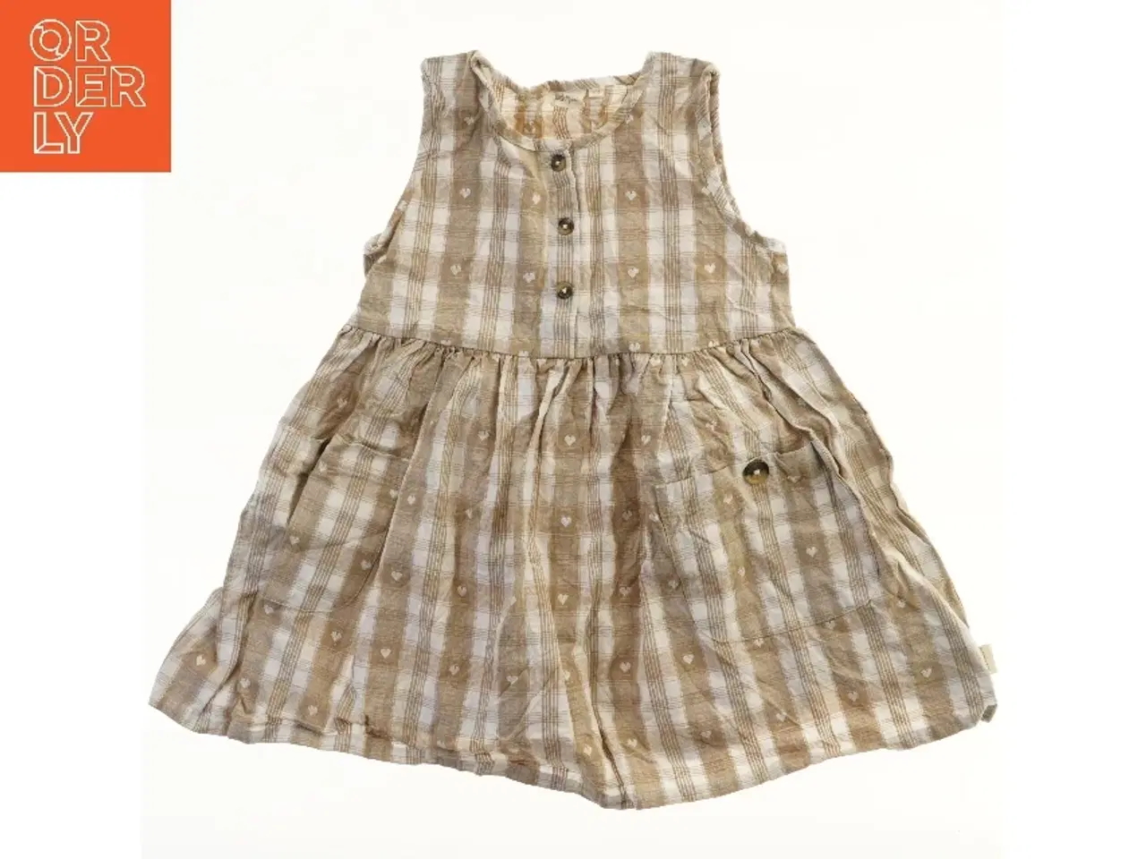 Billede 1 - Lysebrun ternet kjole fra Petit Piao (str. 104)