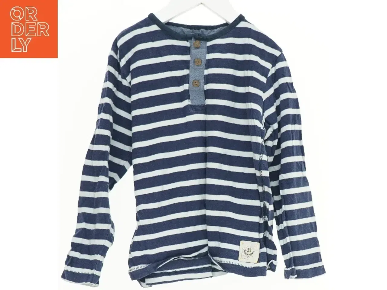 Billede 1 - Stribet langærmet trøje med knapper fra Coop (str. 128)
