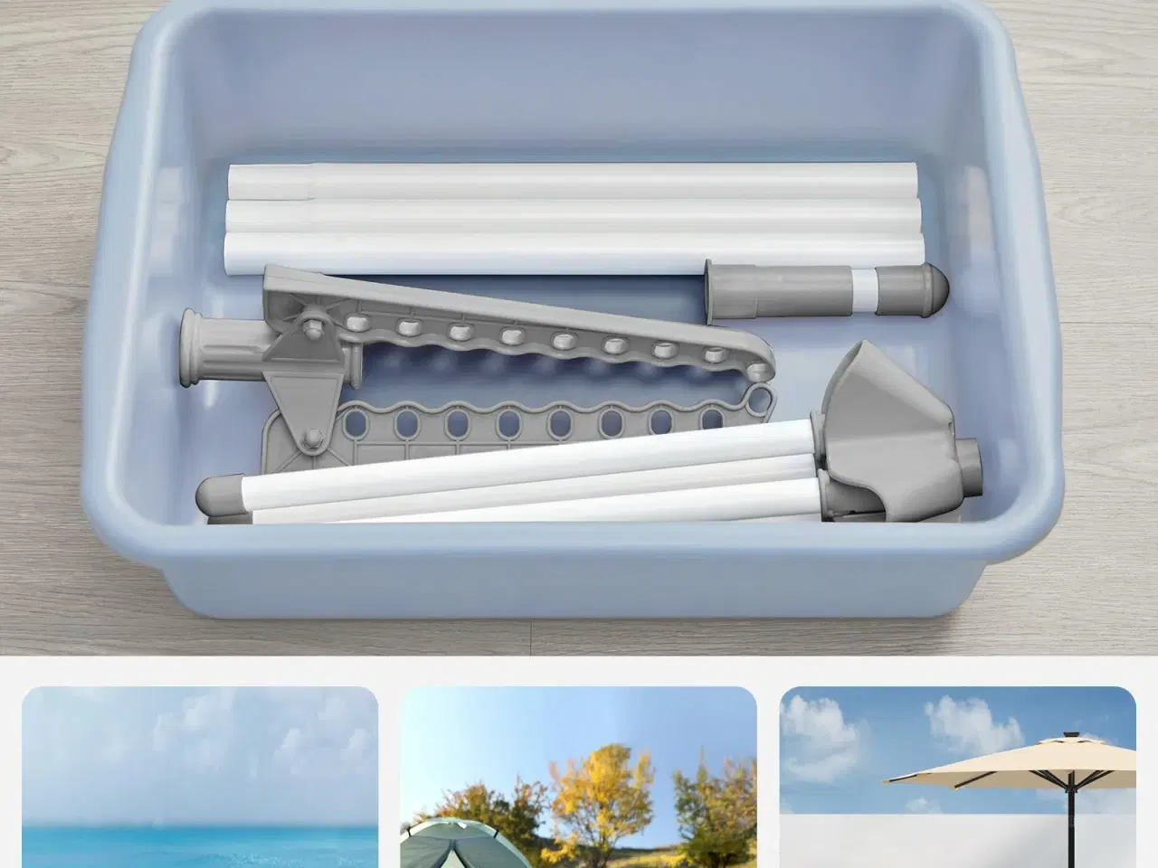 Billede 4 - Tørrestativ til tøj foldbart stativ med 3 roterbare arme, 4 ben, rustfrit stål, 150 cm, grå/hvid