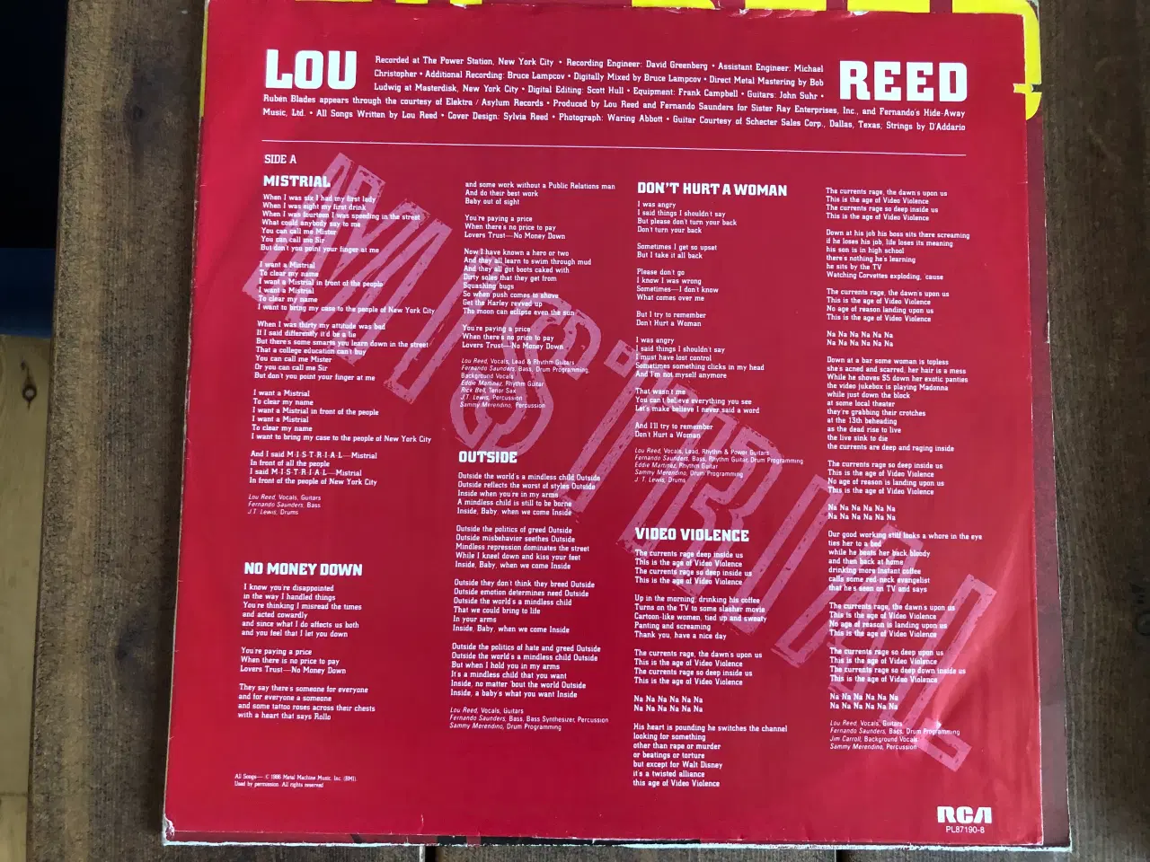 Billede 3 - Lp. Lou Reed. Mistrial. VG+/VG+