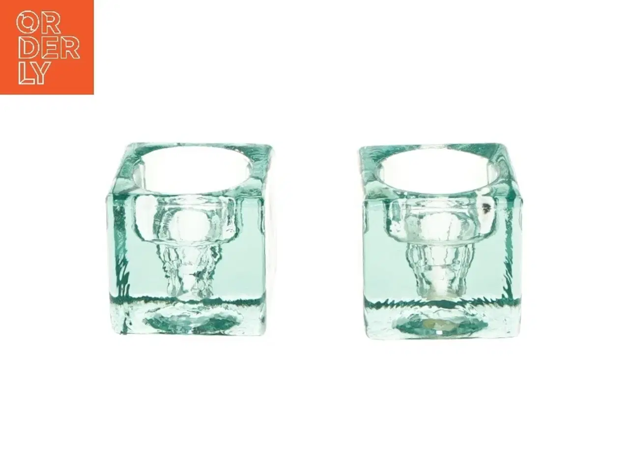 Billede 1 - Glaslysestager, 2 stk. fra Wuf (str. 5,5x5,5 cm)