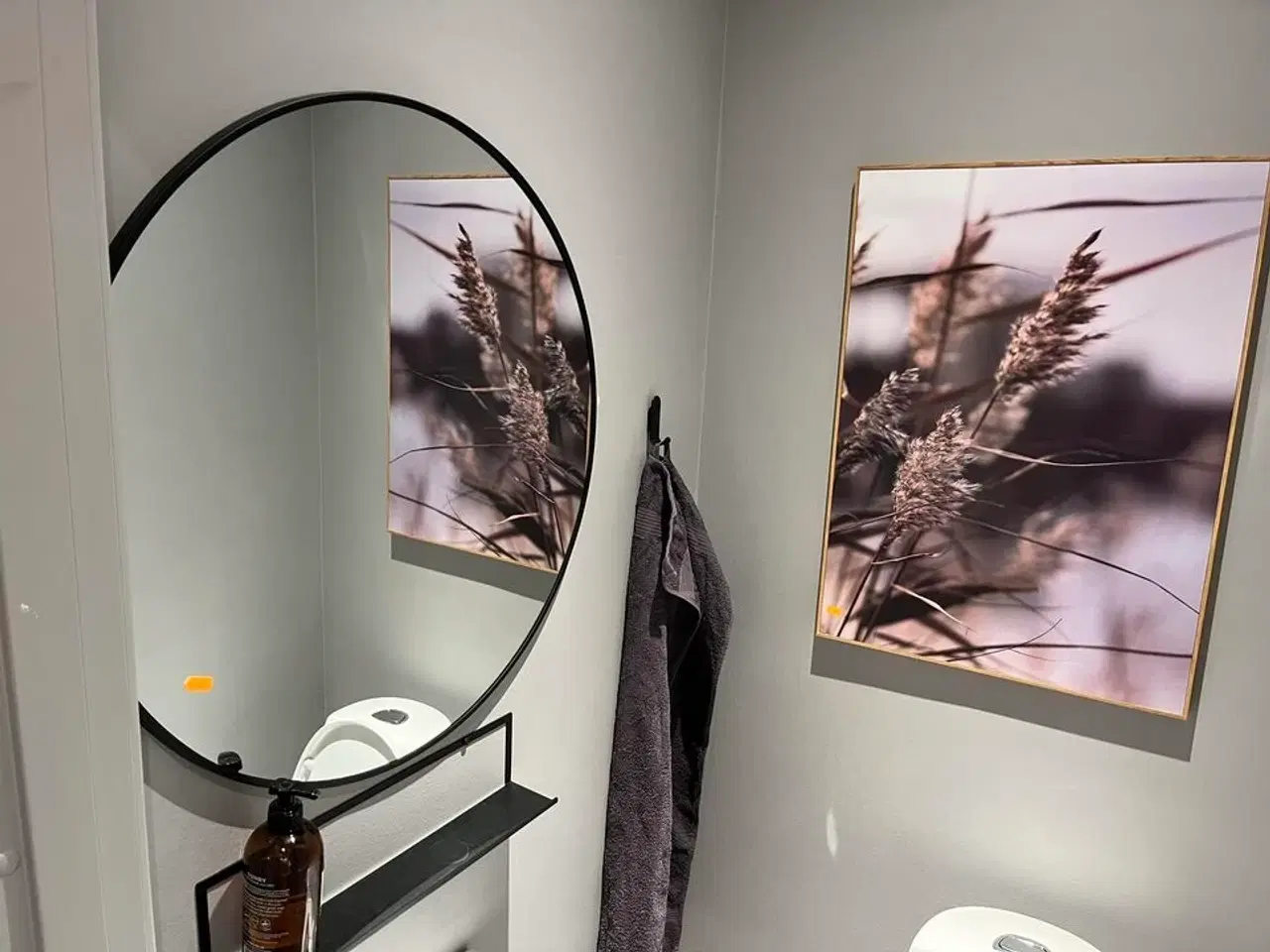 Billede 1 - Toiletspejl, Billede, Knage, Hylde