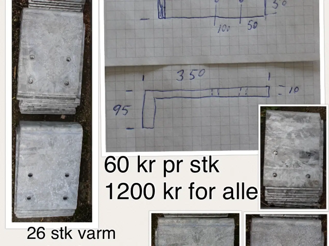 Billede 1 - 26 stk varm galvaniseret stålplader