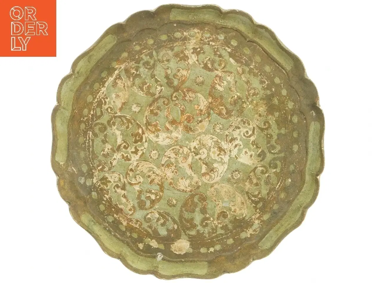 Billede 1 - Retro dekorativ træbakke (str. Ø 35 cm)