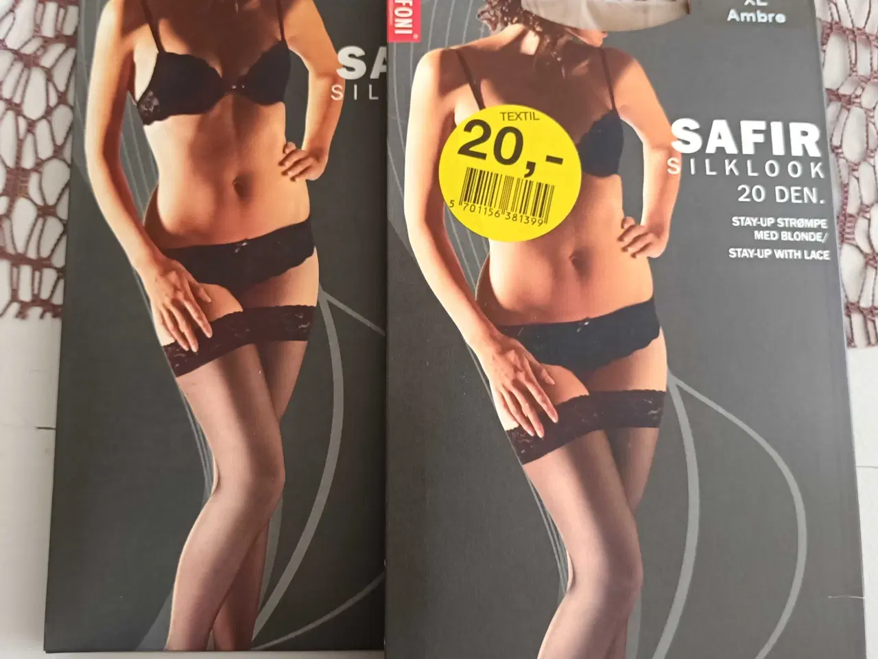 Billede 1 - Ambre/Beige selvsiddende Nylonstrømper I Silklook