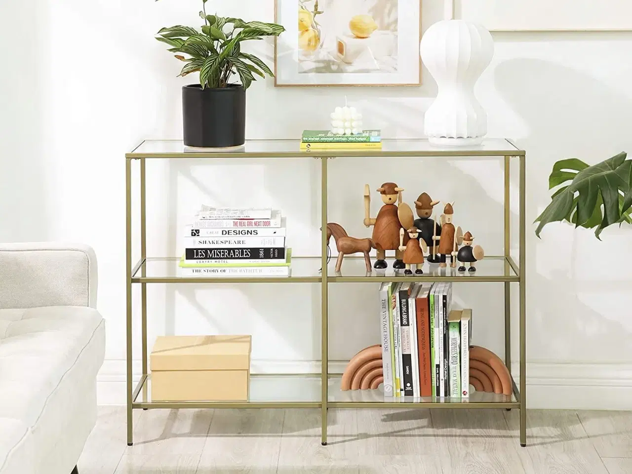 Billede 2 - Konsolbord i glas 100 × 30 × 73 cm guld