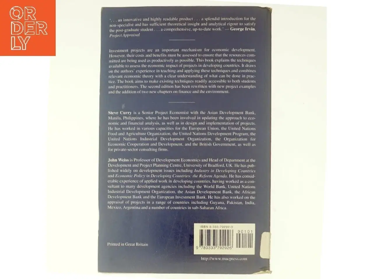 Billede 3 - Project Analysis in Developing Countries af S. Curry, J. Weiss (Bog)