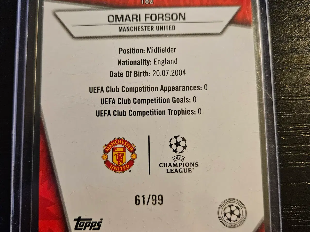 Billede 2 - Omari Forson 61/99 Fodboldkort