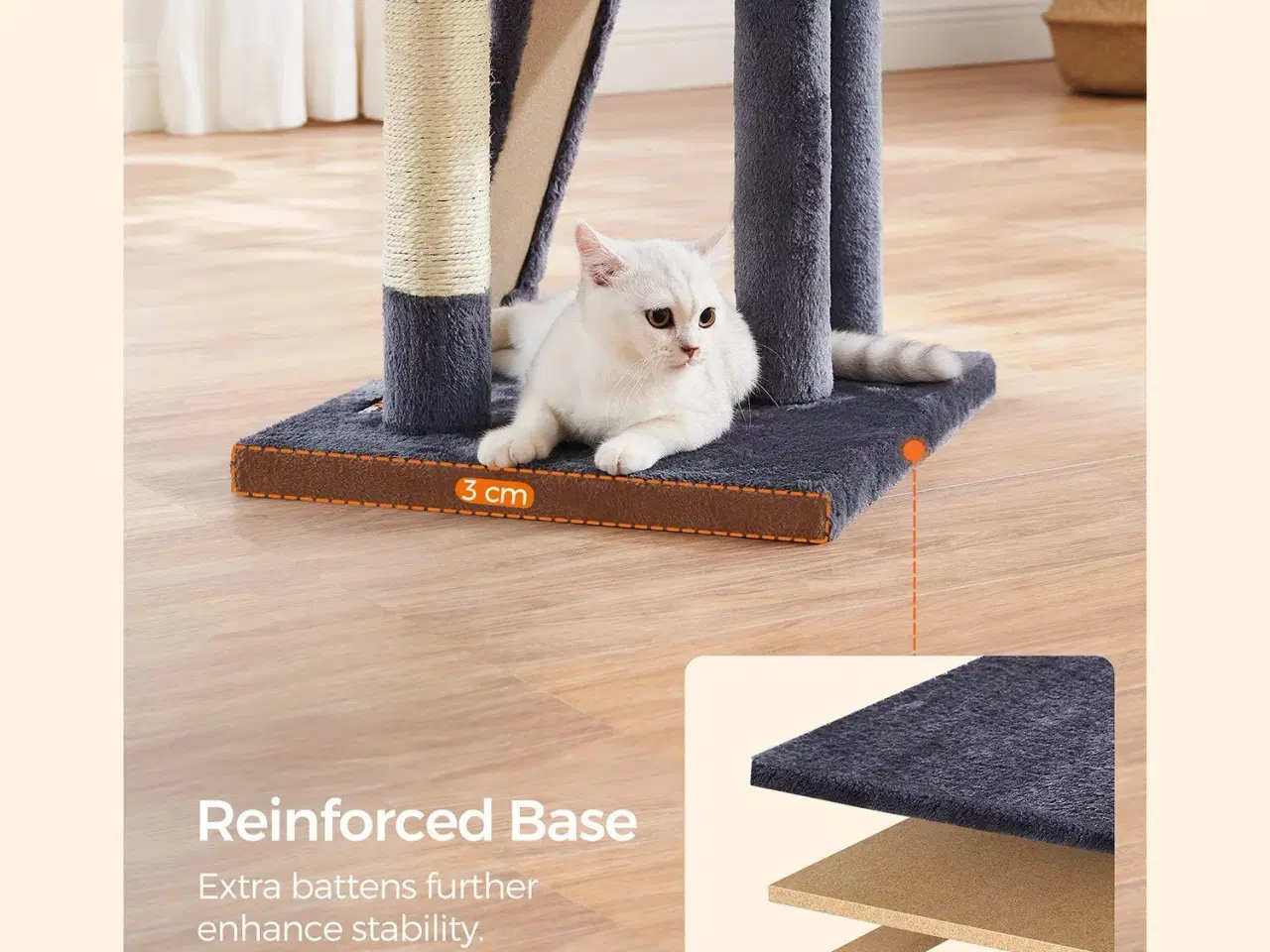 Billede 4 - Kattetræ med kradsebræt 135 cm – SONGMICS/Feandrea, mørkegrå