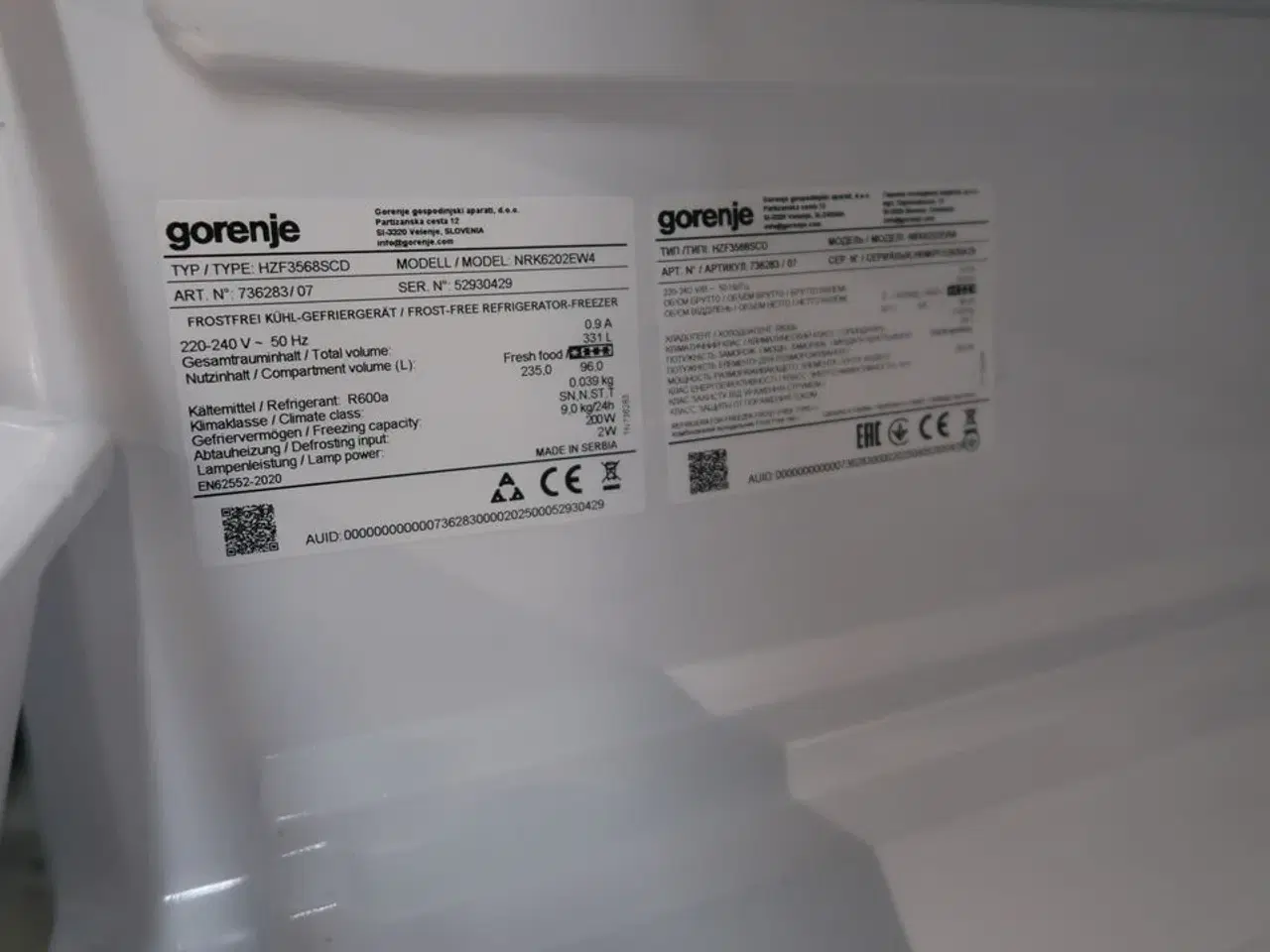 Billede 5 - Køle/fryseskab GORENJA NRK6202EW4