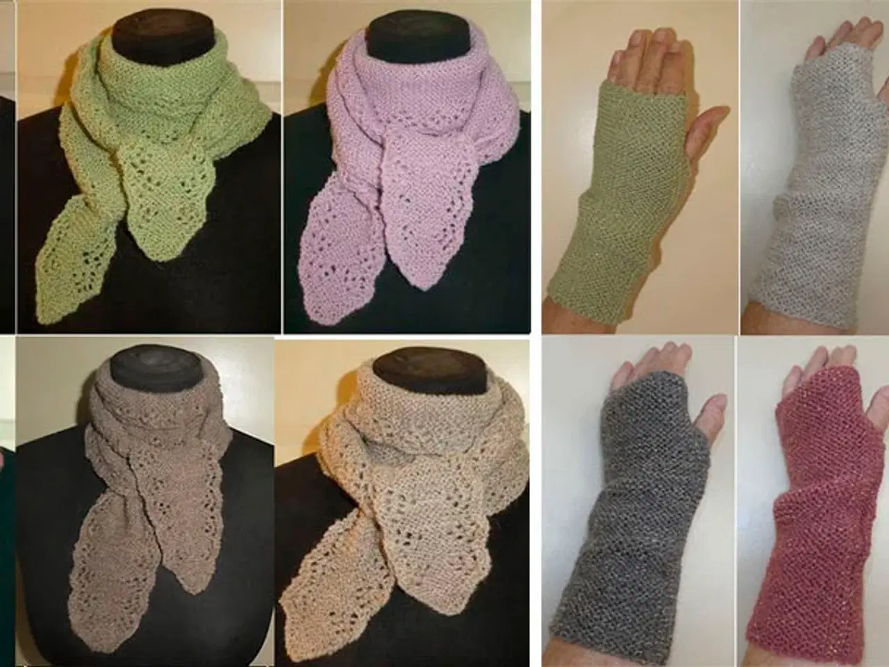 Billede 1 - Håndstrikkede tørklæder og pulsvarmere